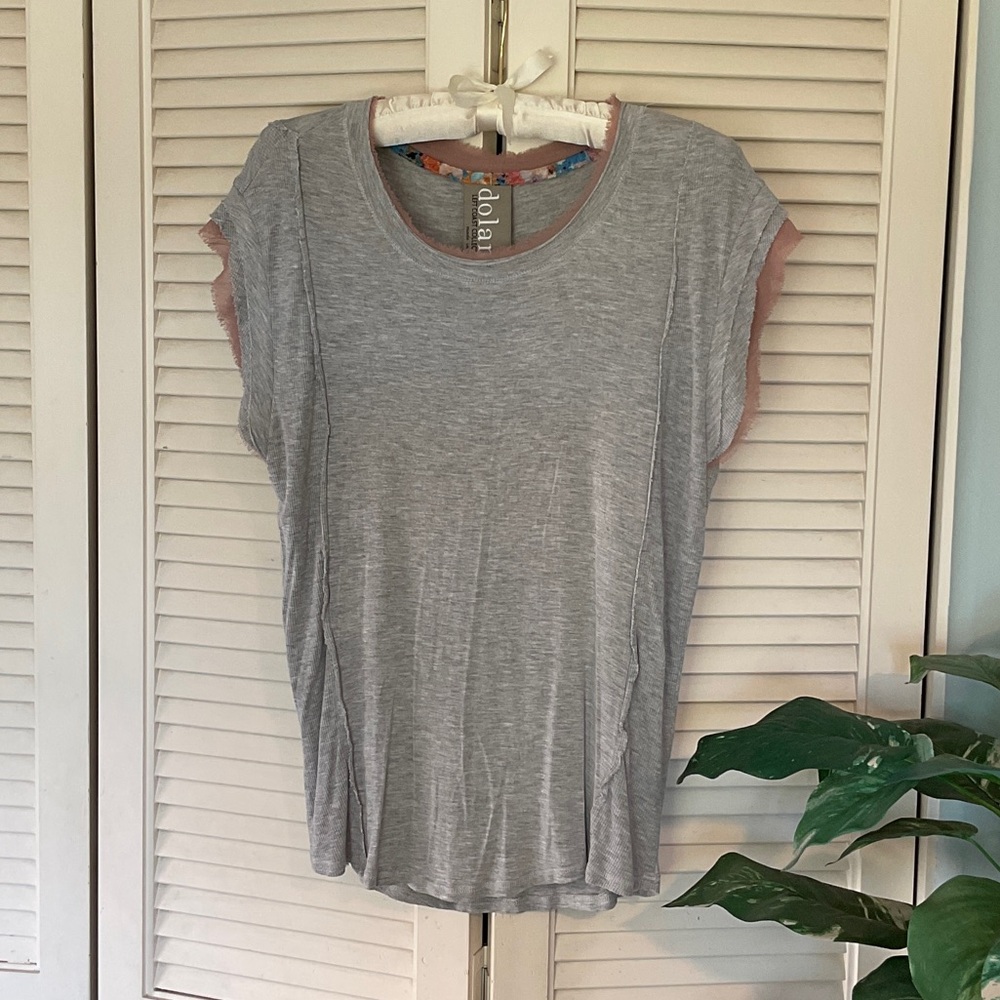 Dolan Heather Gray and Blush Pink Short Sleeve Tee